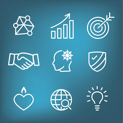 core values outline or line icon conveying integrity & purpose